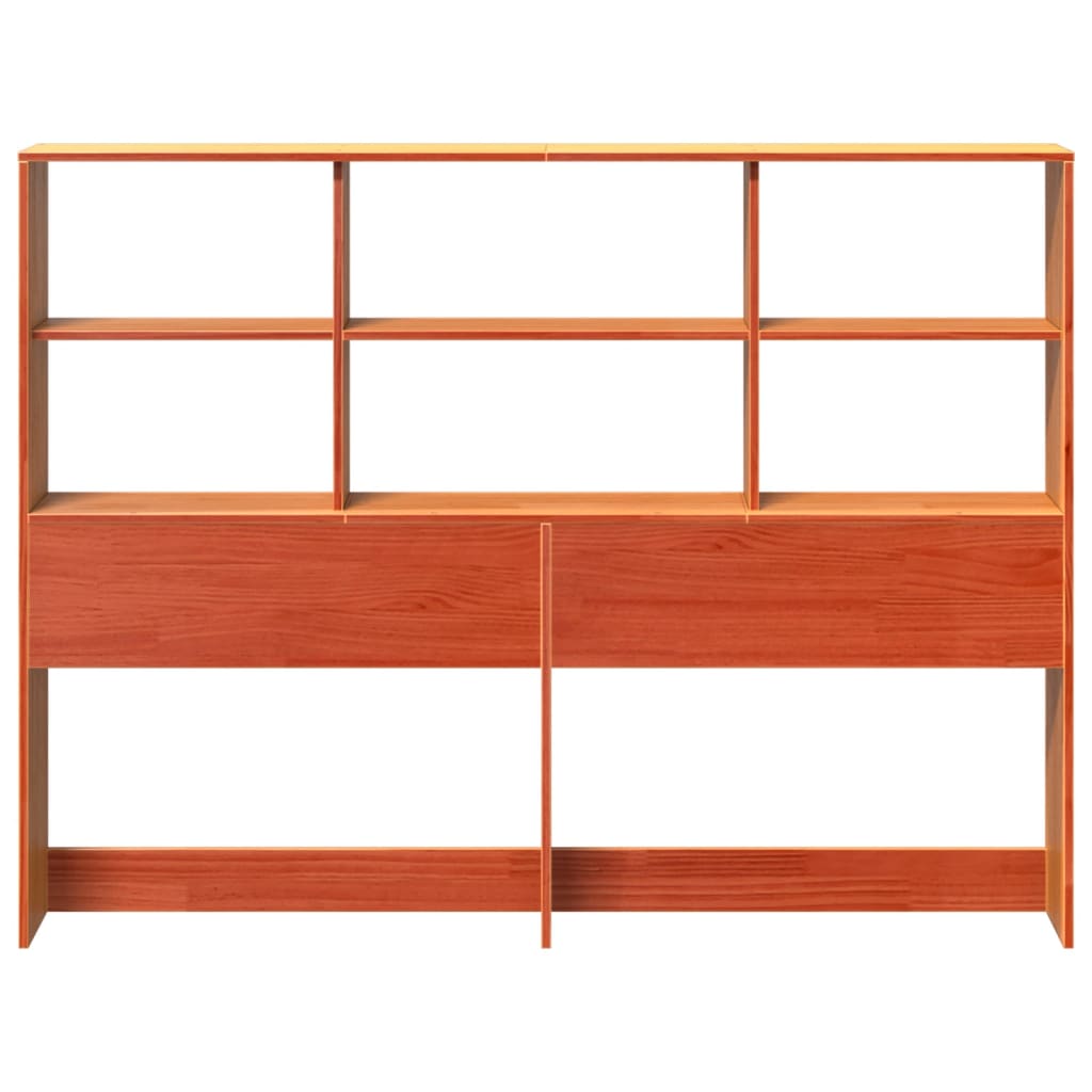 vidaXL Tăblie de pat cu depozitare maro ceruit, 120 cm, lemn masiv pin