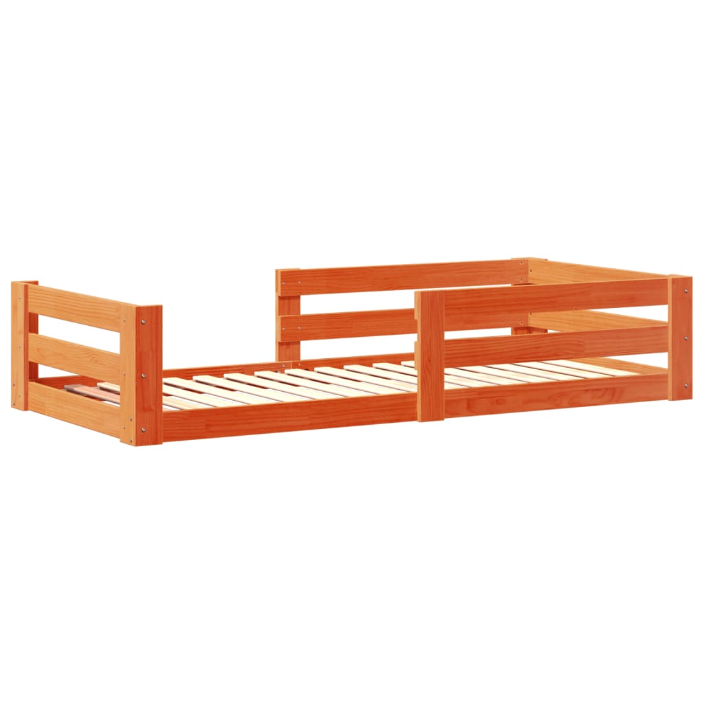vidaXL Cadru de pat fără saltea maro ceruit 80x160 cm lemn masiv pin