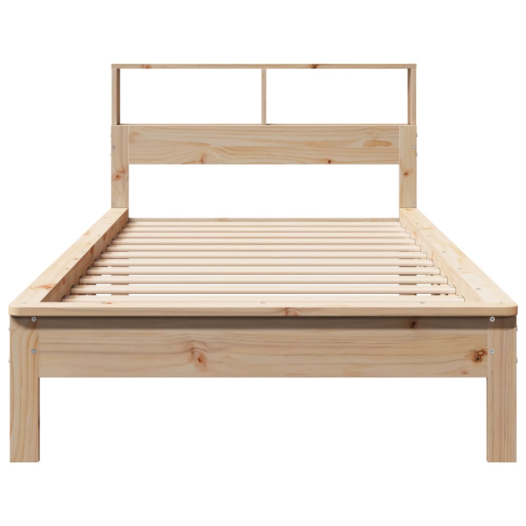 vidaXL Pat cu bibliotecă fără saltea, 90x200 cm, lemn masiv pin vidaXL Pat cu bibliotecă fără saltea, 90x200 cm, lemn masiv pin