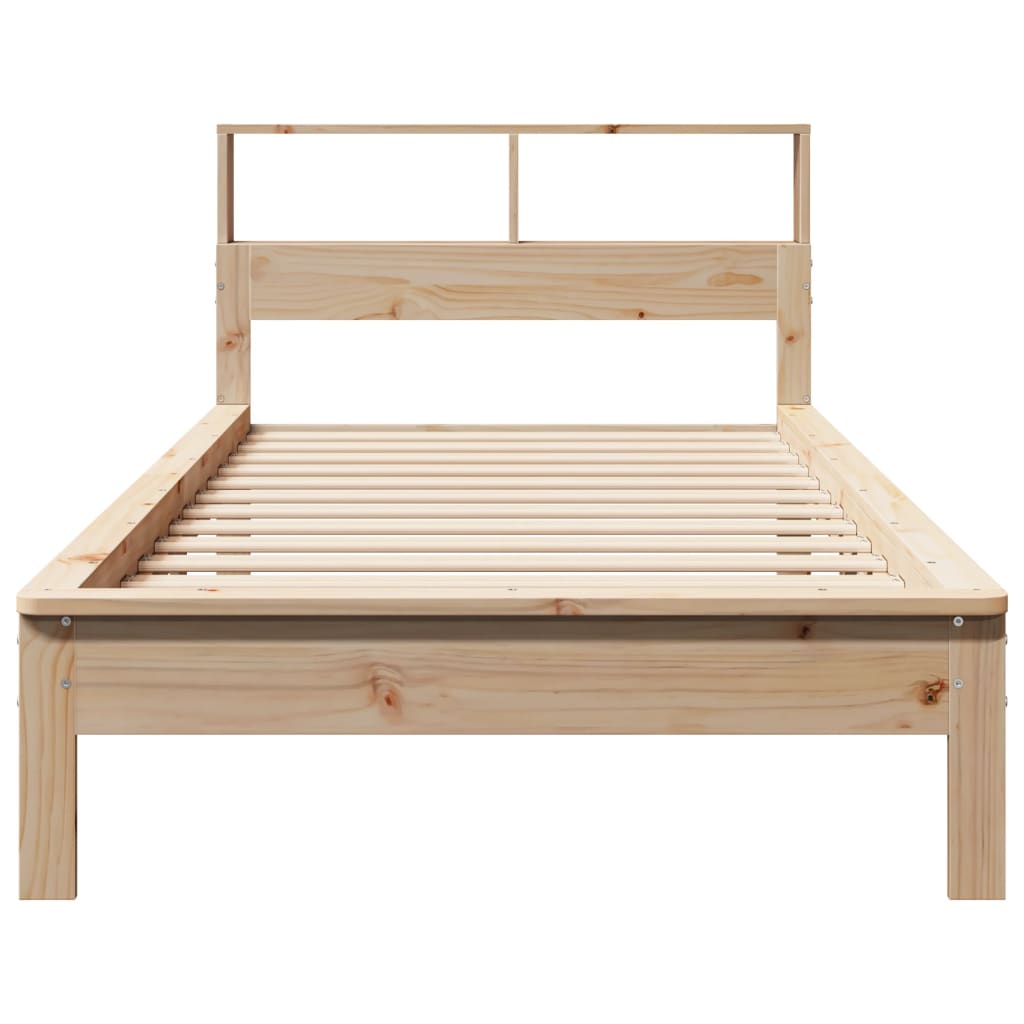 vidaXL Pat cu bibliotecă fără saltea, 90x190 cm, lemn masiv de pin vidaXL Pat cu bibliotecă fără saltea, 90x190 cm, lemn masiv de pin