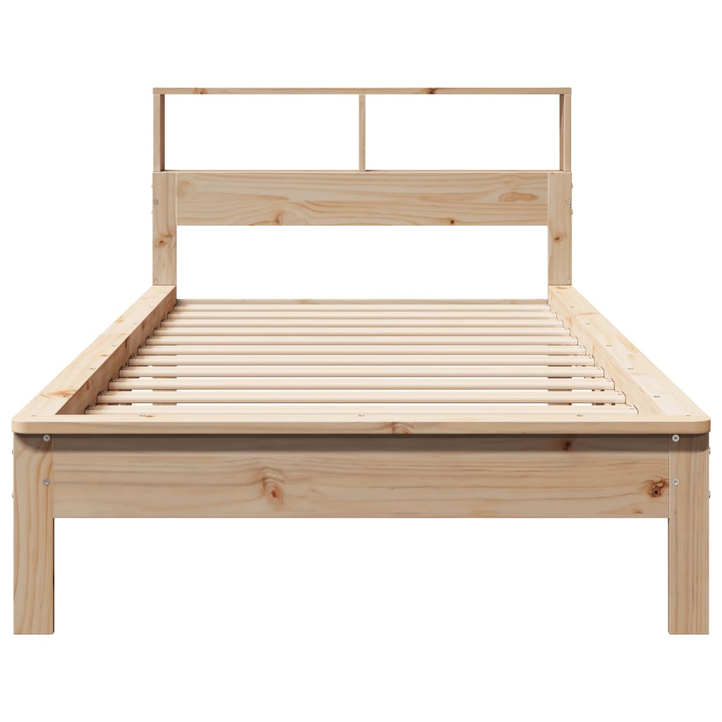 vidaXL Pat cu bibliotecă fără saltea, 75x190 cm, lemn masiv de pin