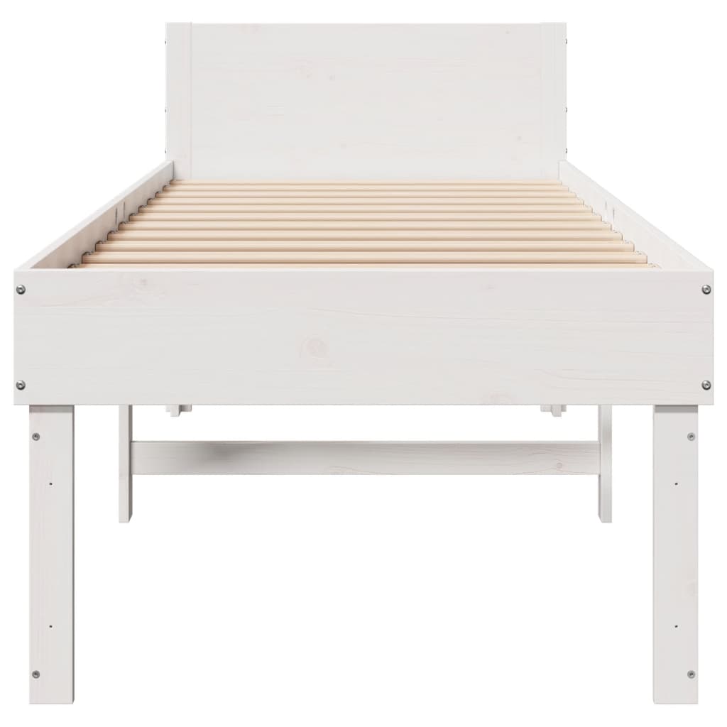 vidaXL Cadru de pat fără saltea, alb, 90x200 cm, lemn masiv pin