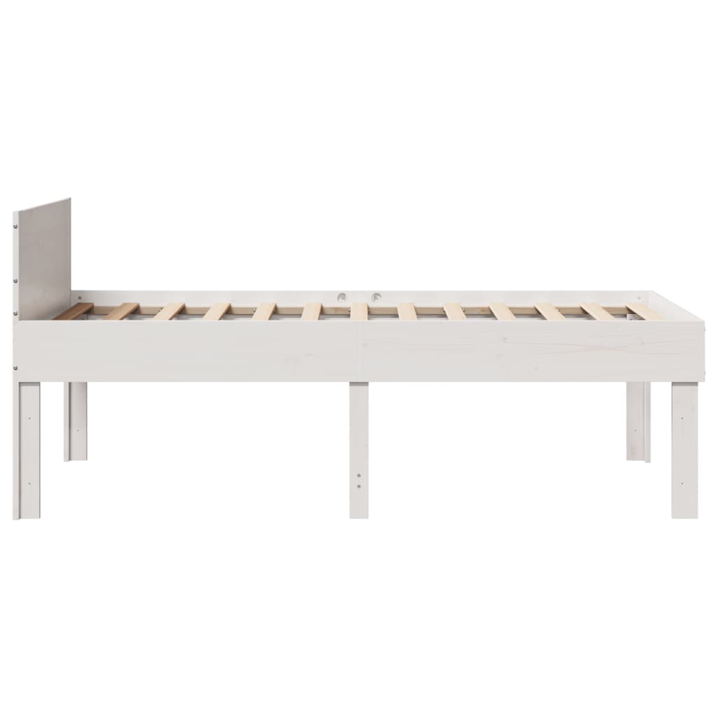 vidaXL Cadru de pat fără saltea, alb, 90x200 cm, lemn masiv pin