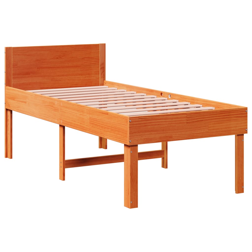 vidaXL Pat de zi fără saltea, maro ceruit, 90x200 cm, lemn masiv pin vidaXL Pat de zi fără saltea, maro ceruit, 90x200 cm, lemn masiv pin