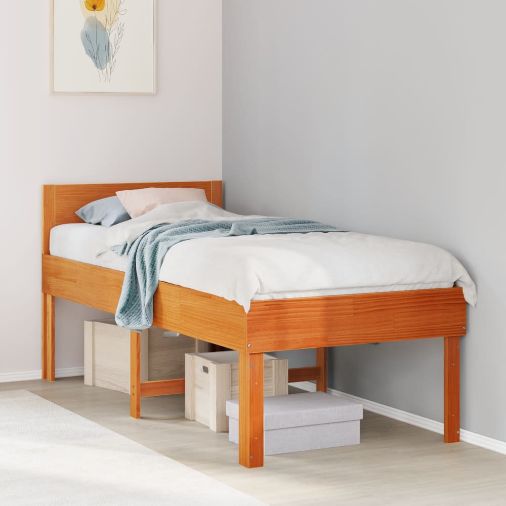vidaXL Pat de zi fără saltea, maro ceruit, 90x200 cm, lemn masiv pin vidaXL Pat de zi fără saltea, maro ceruit, 90x200 cm, lemn masiv pin