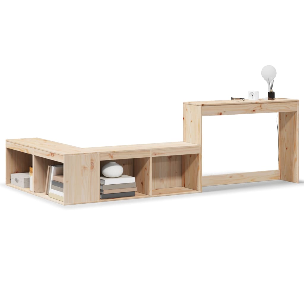 vidaXL Noptieră cu birou, 232x122x75 cm lemn masiv de pin vidaXL Noptieră cu birou, 232x122x75 cm lemn masiv de pin