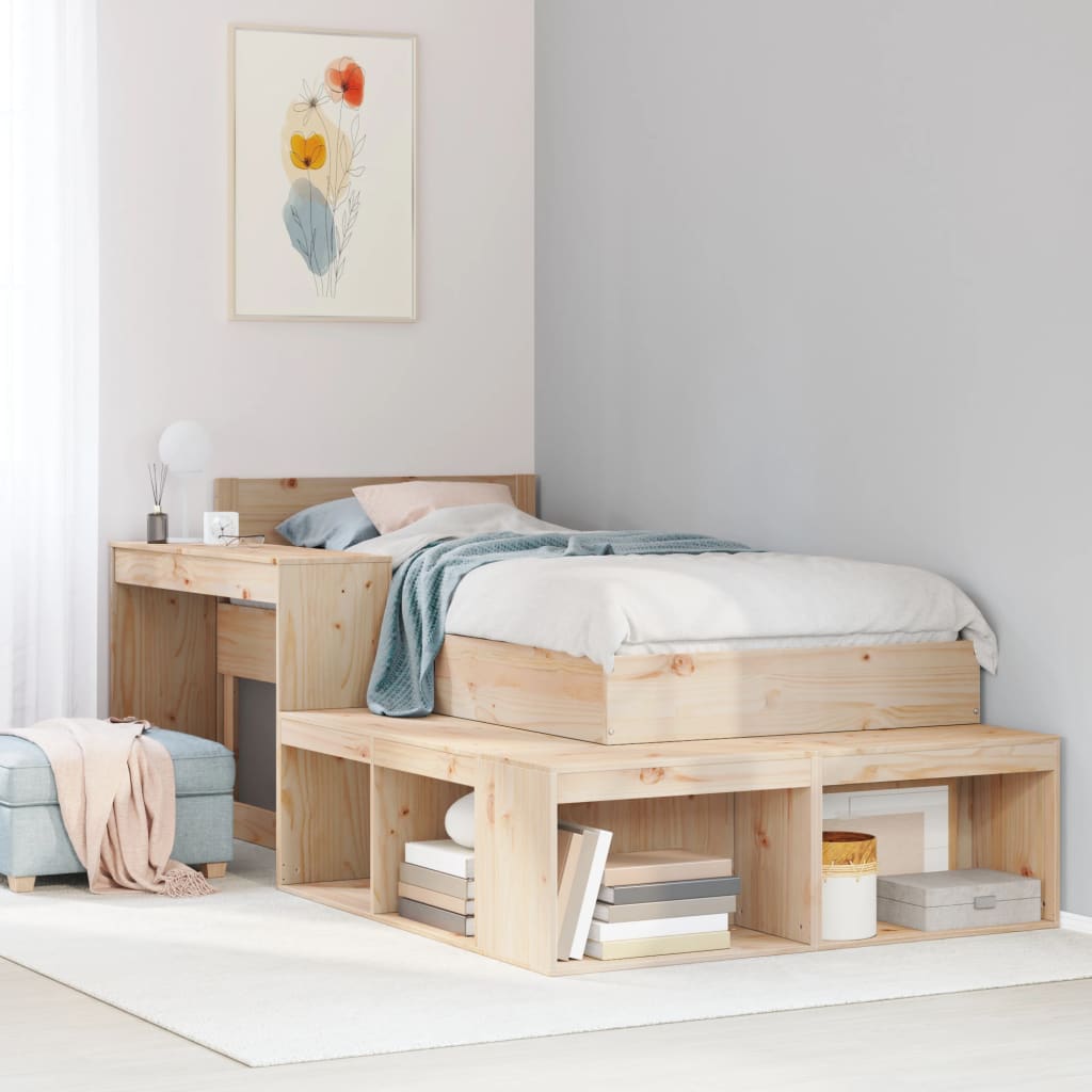 vidaXL Noptieră cu birou, 232x122x75 cm lemn masiv de pin vidaXL Noptieră cu birou, 232x122x75 cm lemn masiv de pin