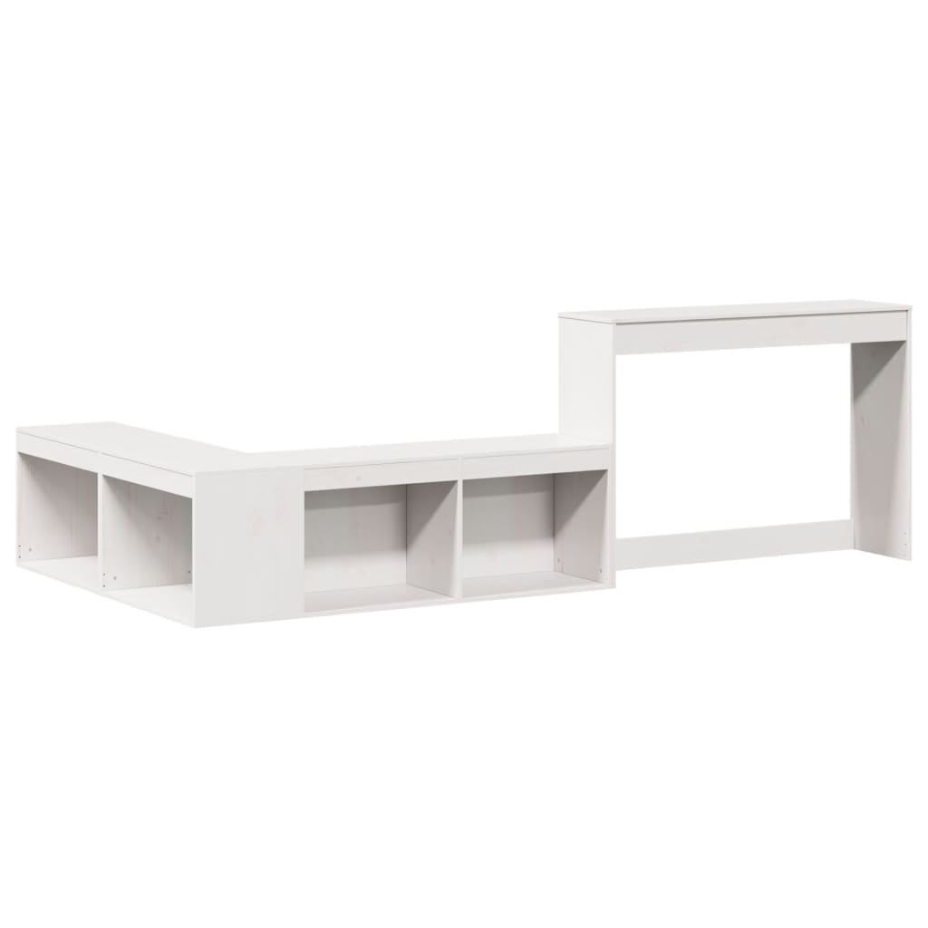vidaXL Noptieră cu birou, alb, 232x122x75 cm lemn masiv de pin vidaXL Noptieră cu birou, alb, 232x122x75 cm lemn masiv de pin