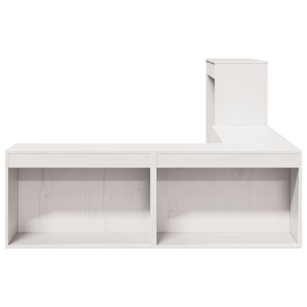 vidaXL Noptieră cu birou, alb, 232x122x75 cm lemn masiv de pin vidaXL Noptieră cu birou, alb, 232x122x75 cm lemn masiv de pin