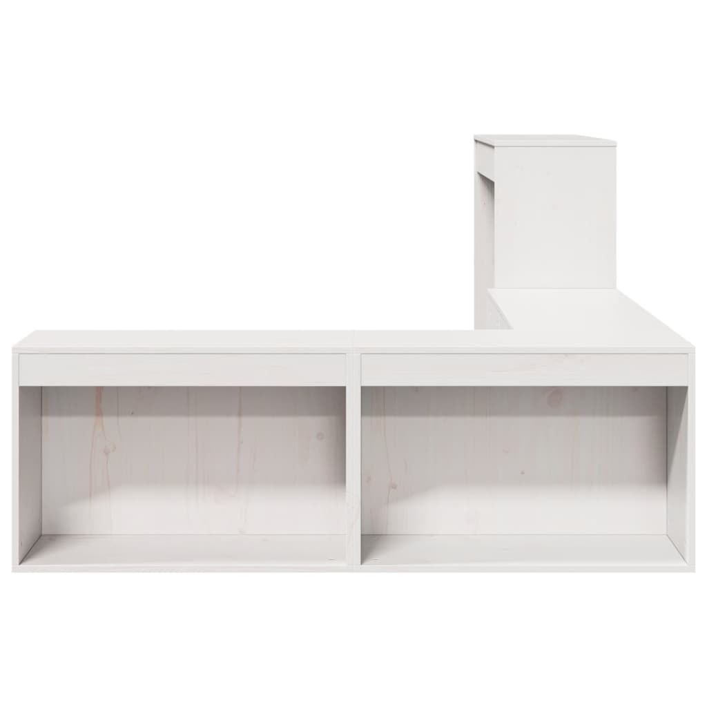 vidaXL Noptieră cu birou, alb, 222x107x75 cm lemn masiv de pin vidaXL Noptieră cu birou, alb, 222x107x75 cm lemn masiv de pin