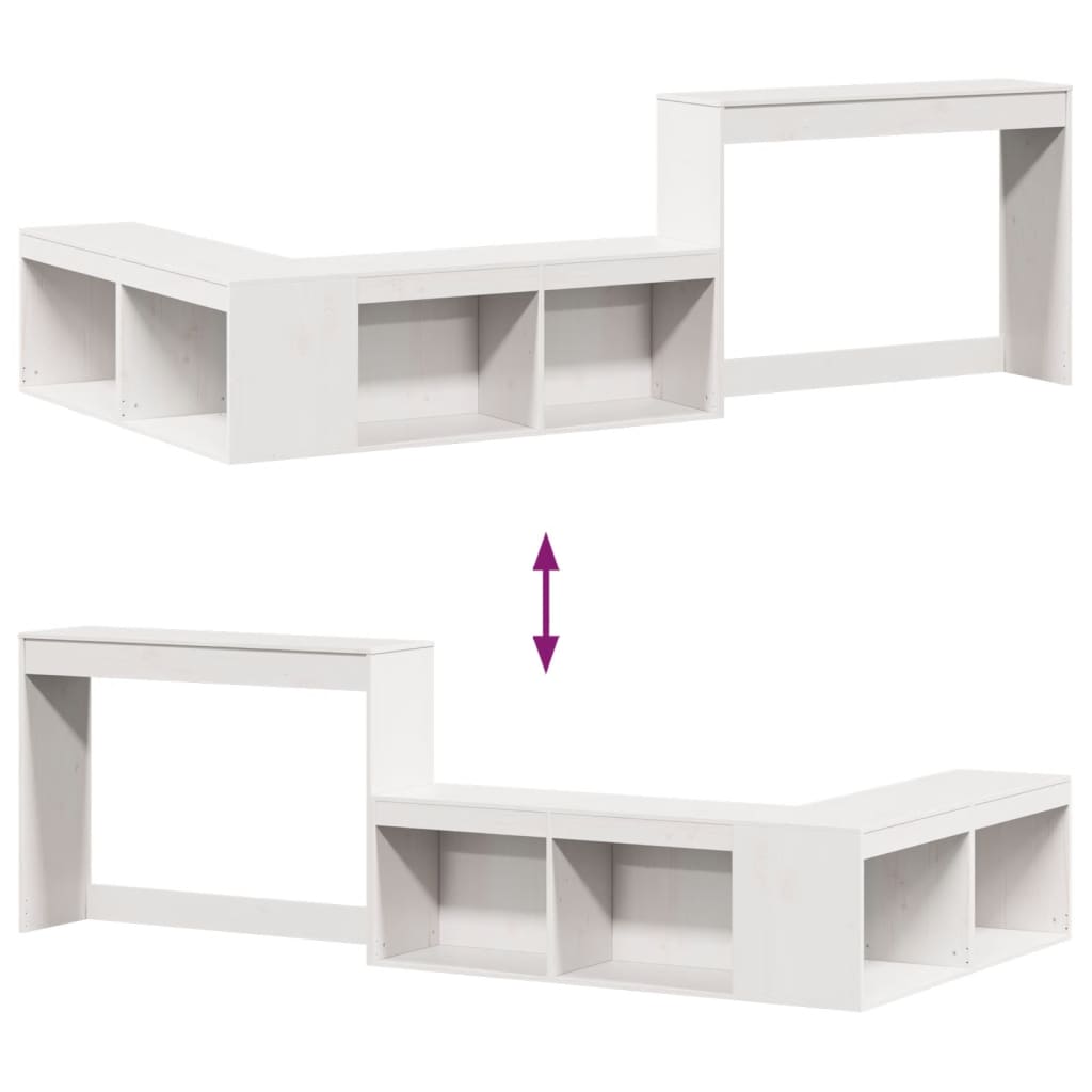 vidaXL Noptieră cu birou, alb, 222x107x75 cm lemn masiv de pin vidaXL Noptieră cu birou, alb, 222x107x75 cm lemn masiv de pin