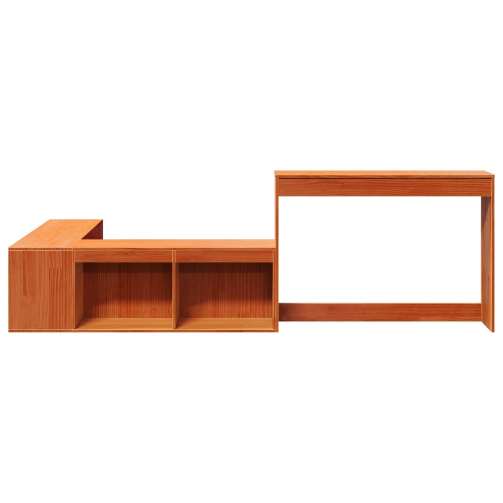 vidaXL Noptieră cu birou, maro ceruit, 222x107x75 cm lemn masiv de pin vidaXL Noptieră cu birou, maro ceruit, 222x107x75 cm lemn masiv de pin