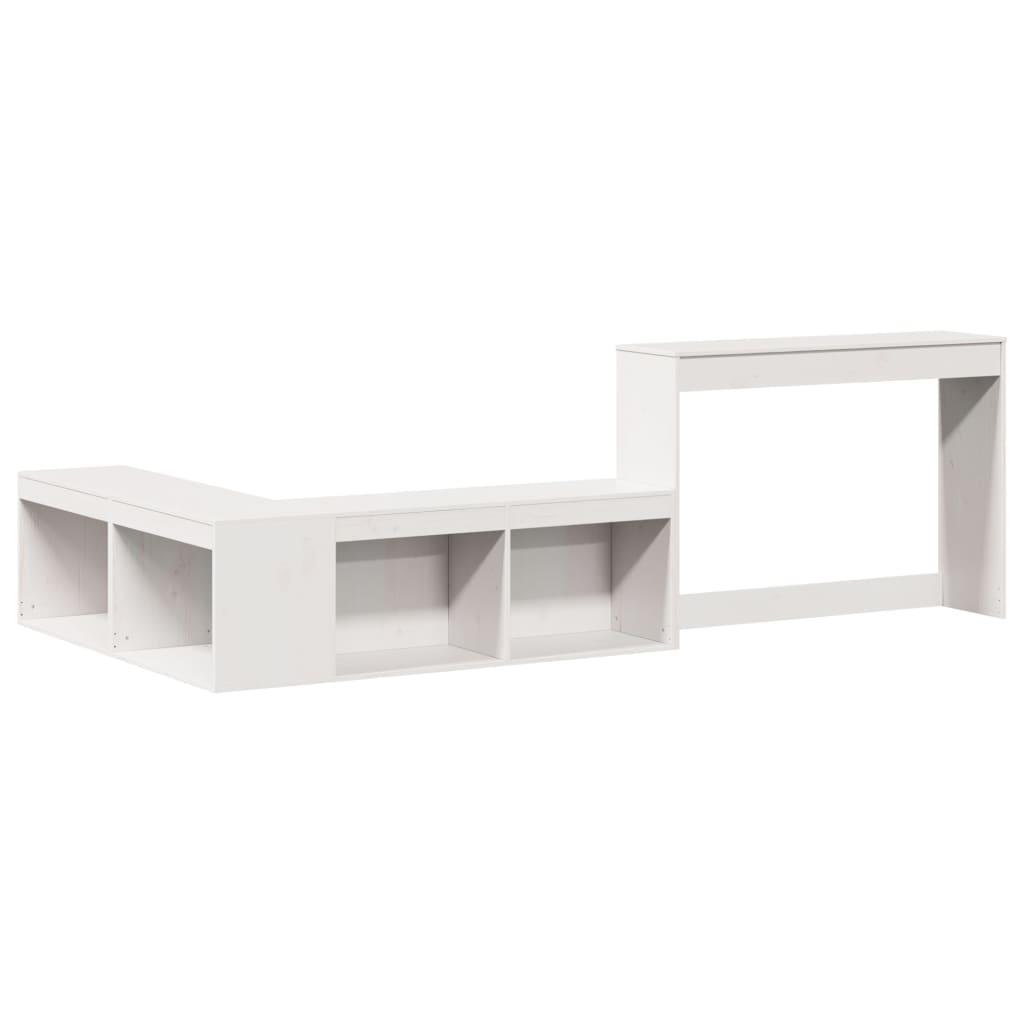 vidaXL Noptieră cu birou, alb, 232x112x75 cm lemn masiv de pin vidaXL Noptieră cu birou, alb, 232x112x75 cm lemn masiv de pin