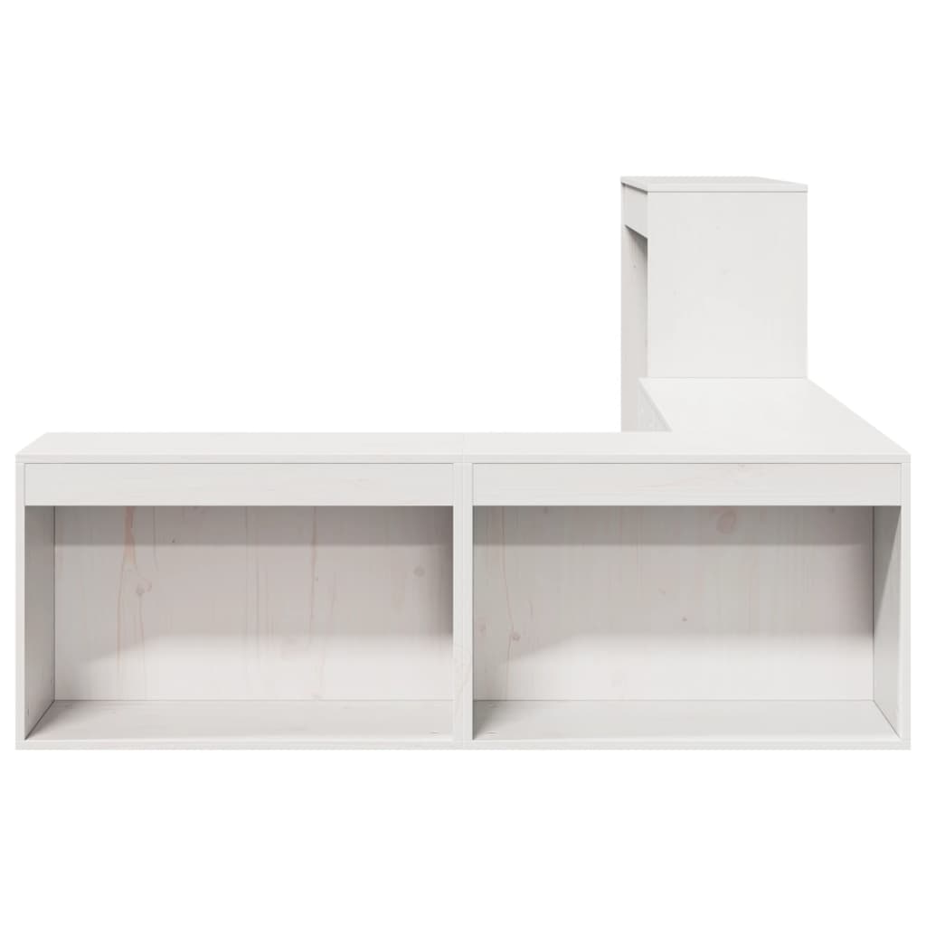 vidaXL Noptieră cu birou, alb, 232x112x75 cm lemn masiv de pin vidaXL Noptieră cu birou, alb, 232x112x75 cm lemn masiv de pin