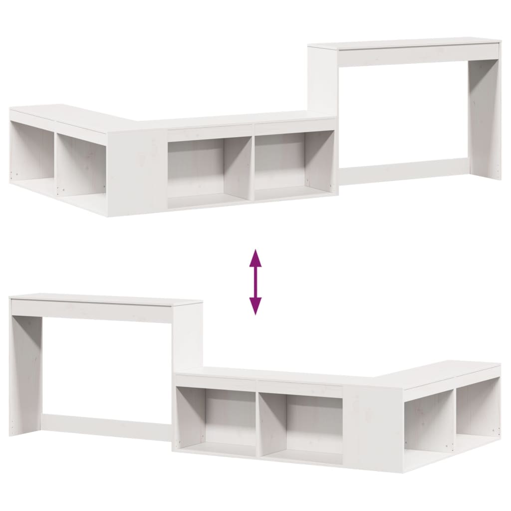 vidaXL Noptieră cu birou, alb, 232x112x75 cm lemn masiv de pin vidaXL Noptieră cu birou, alb, 232x112x75 cm lemn masiv de pin
