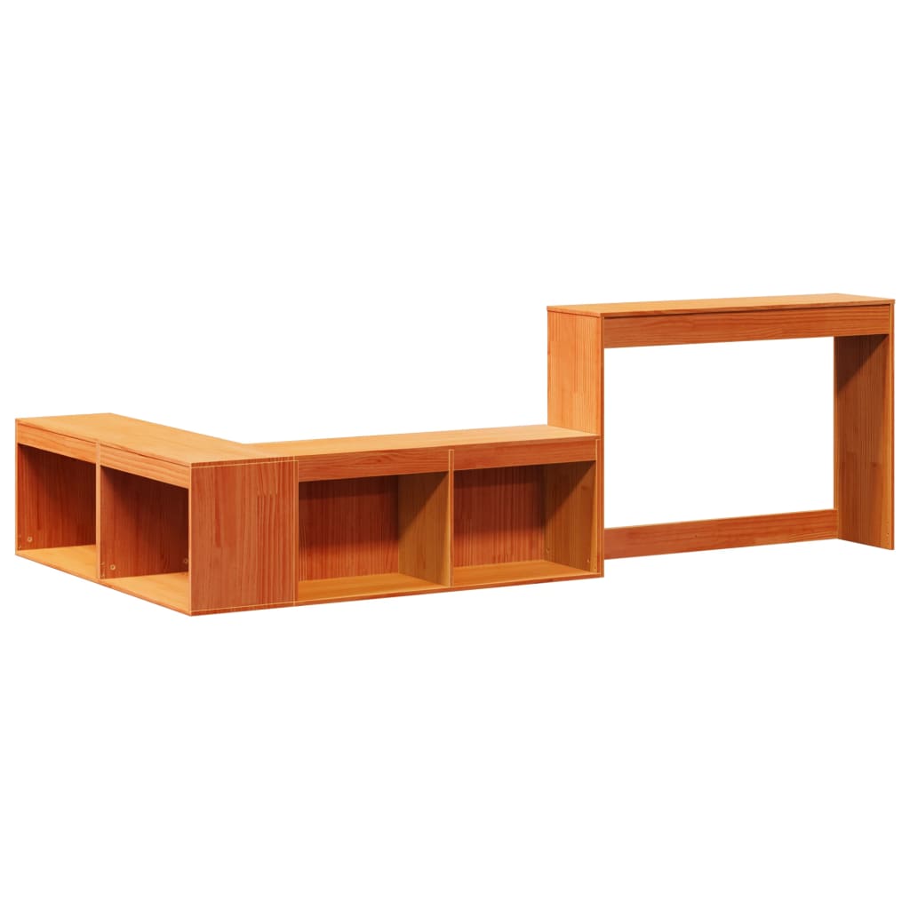 vidaXL Noptieră cu birou, maro ceruit, 232x112x75 cm lemn masiv de pin vidaXL Noptieră cu birou, maro ceruit, 232x112x75 cm lemn masiv de pin