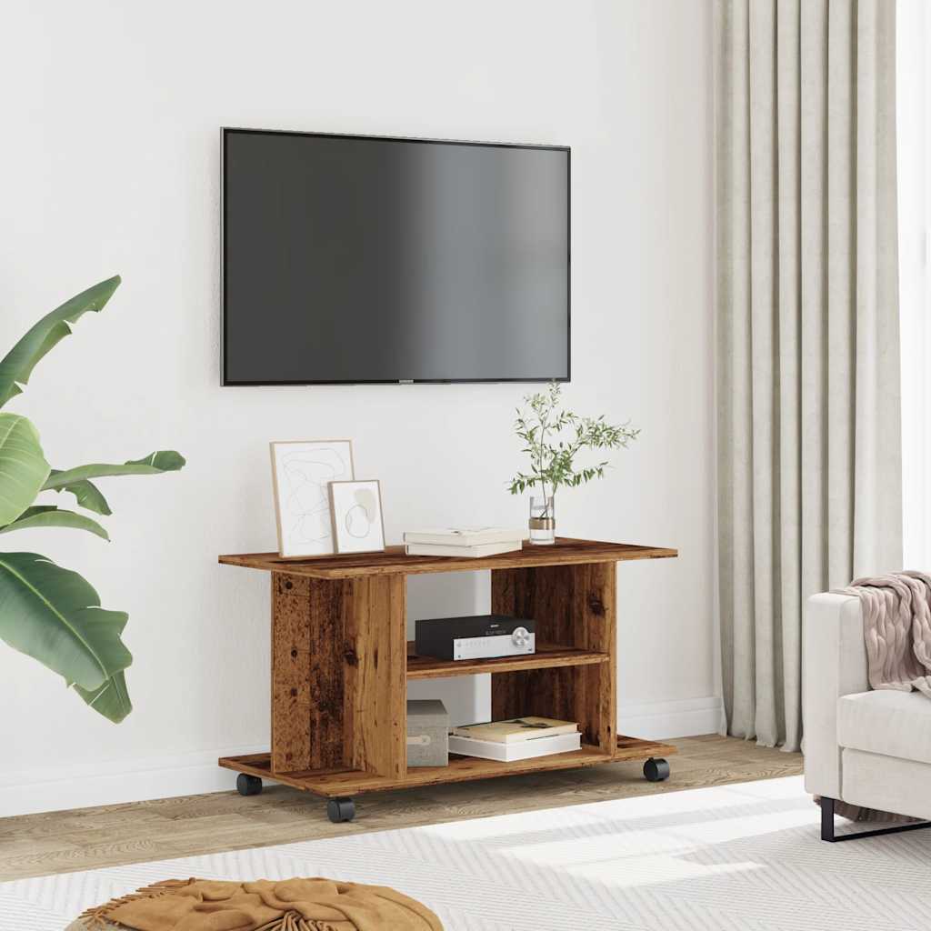 vidaXL Dulap TV cu roți, lemn vechi, 80x40x45 cm, lemn prelucrat vidaXL Dulap TV cu roți, lemn vechi, 80x40x45 cm, lemn prelucrat