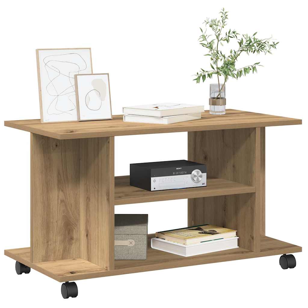 vidaXL Dulap TV cu roți, stejar artizanal, 80x40x45 cm, lemn prelucrat vidaXL Dulap TV cu roți, stejar artizanal, 80x40x45 cm, lemn prelucrat