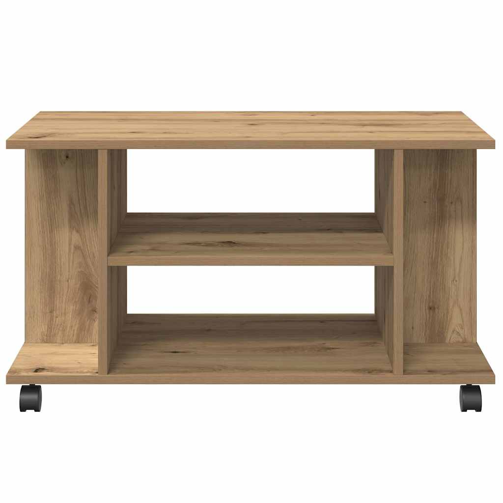 vidaXL Dulap TV cu roți, stejar artizanal, 80x40x45 cm, lemn prelucrat vidaXL Dulap TV cu roți, stejar artizanal, 80x40x45 cm, lemn prelucrat