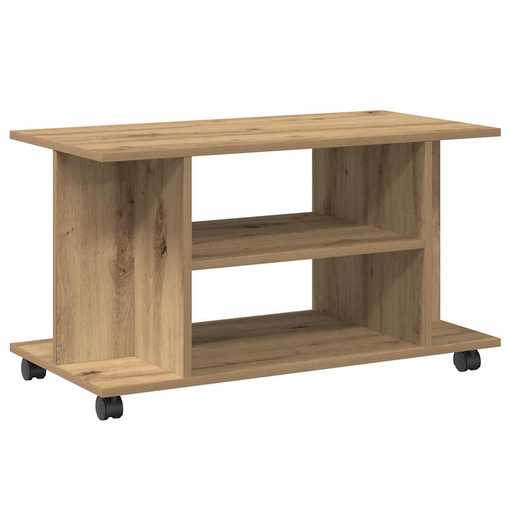 vidaXL Dulap TV cu roți, stejar artizanal, 80x40x45 cm, lemn prelucrat vidaXL Dulap TV cu roți, stejar artizanal, 80x40x45 cm, lemn prelucrat