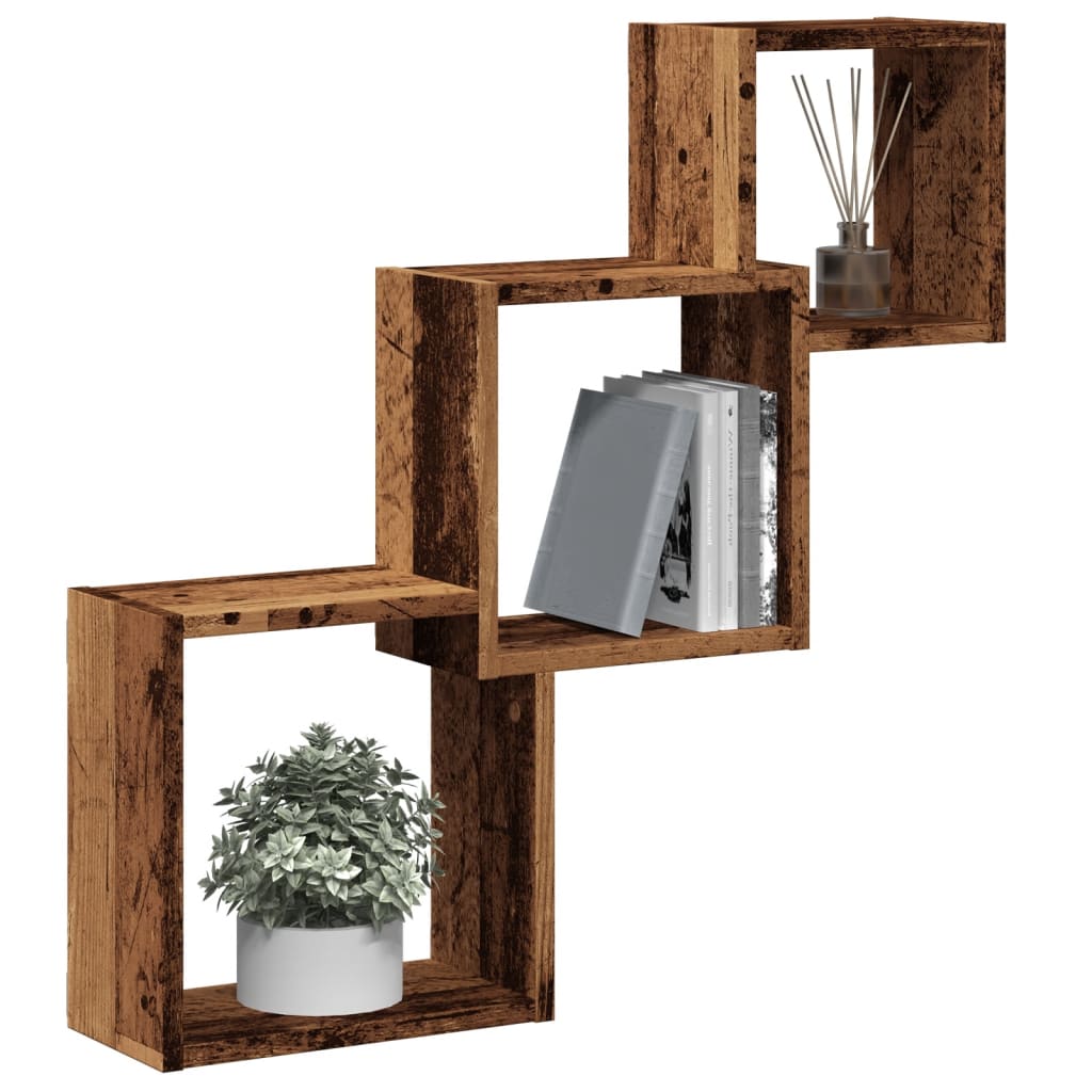 vidaXL Rafturi de perete, cub, lemn vechi, 68x15x68 cm, lemn prelucrat vidaXL Rafturi de perete, cub, lemn vechi, 68x15x68 cm, lemn prelucrat