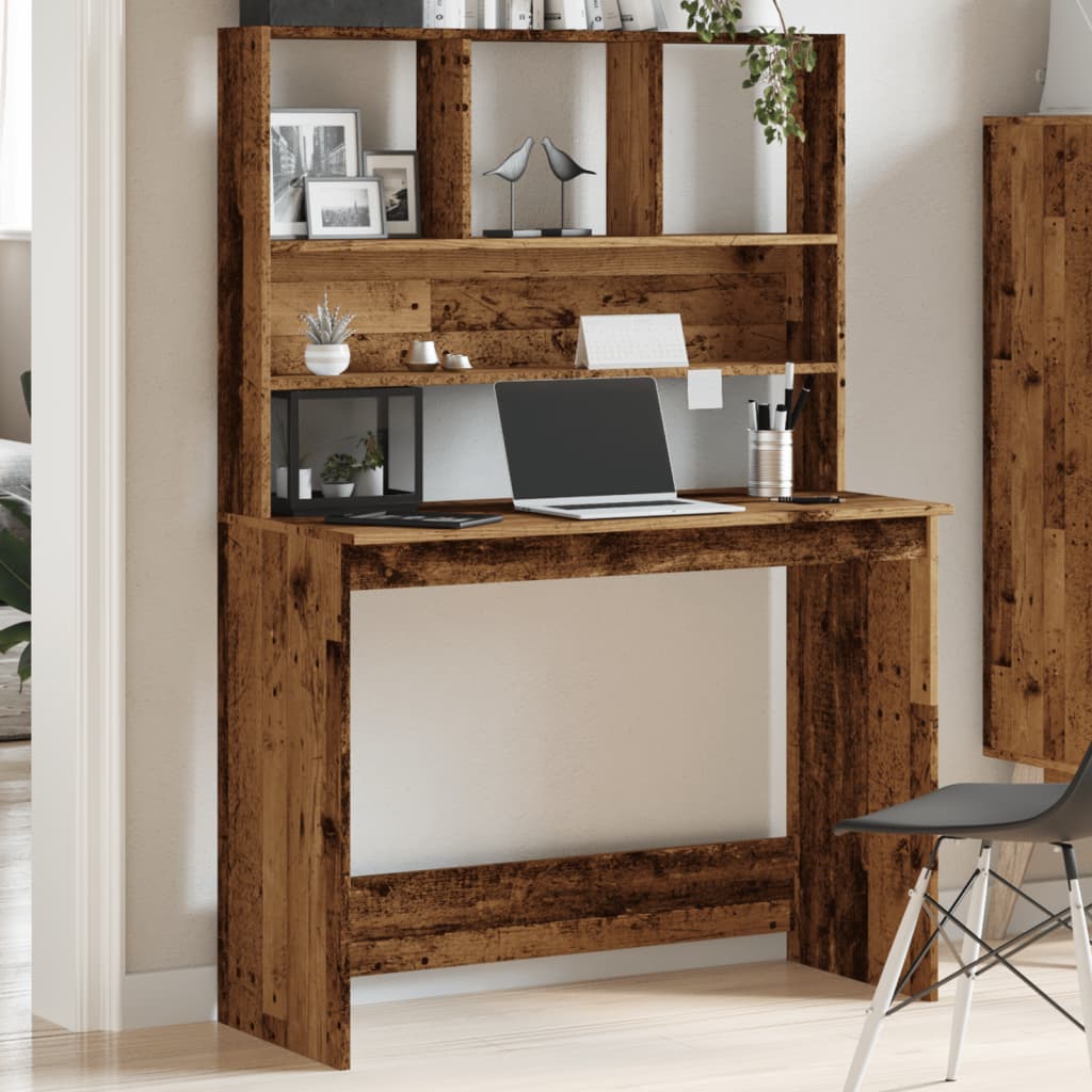 vidaXL Birou cu rafturi, lemn vechi, 102x45x148 cm, lemn prelucrat