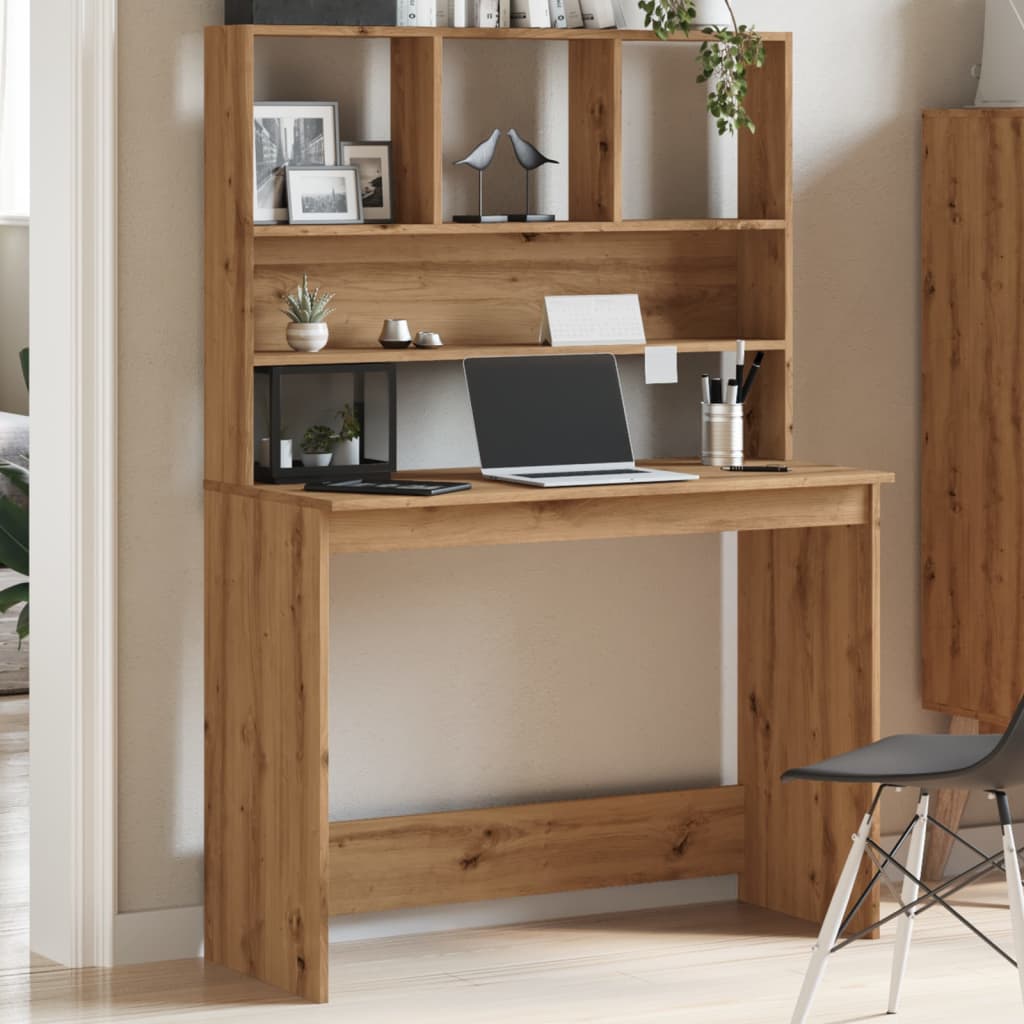 vidaXL Birou cu rafturi stejar artizanal 102x45x148 cm, lemn prelucrat vidaXL Birou cu rafturi stejar artizanal 102x45x148 cm, lemn prelucrat