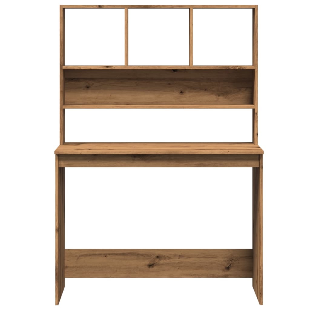 vidaXL Birou cu rafturi stejar artizanal 102x45x148 cm, lemn prelucrat vidaXL Birou cu rafturi stejar artizanal 102x45x148 cm, lemn prelucrat