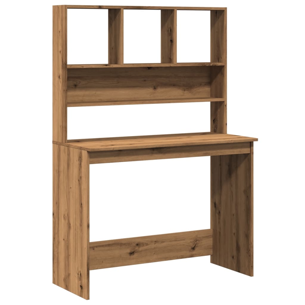 vidaXL Birou cu rafturi stejar artizanal 102x45x148 cm, lemn prelucrat vidaXL Birou cu rafturi stejar artizanal 102x45x148 cm, lemn prelucrat