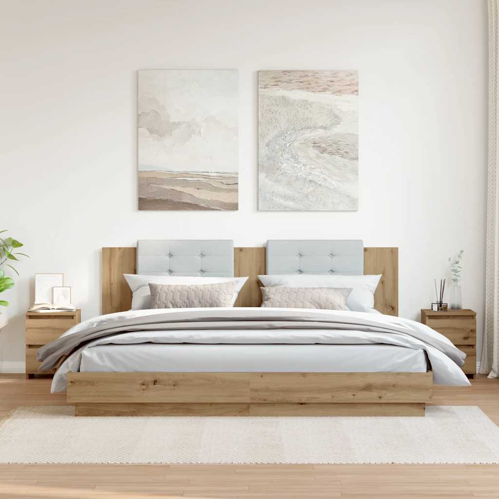 vidaXL Noptiere, 2 buc., stejar artizanal, 30x30x40 cm, lemn prelucrat