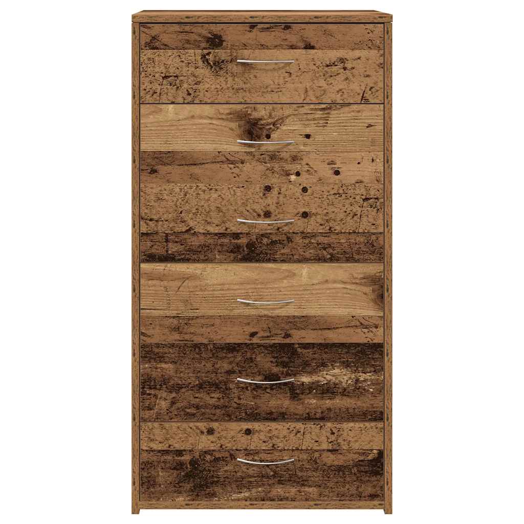 vidaXL Servantă cu 6 sertare, Lemn vechi, 50 x 34 x 96 cm, PAL