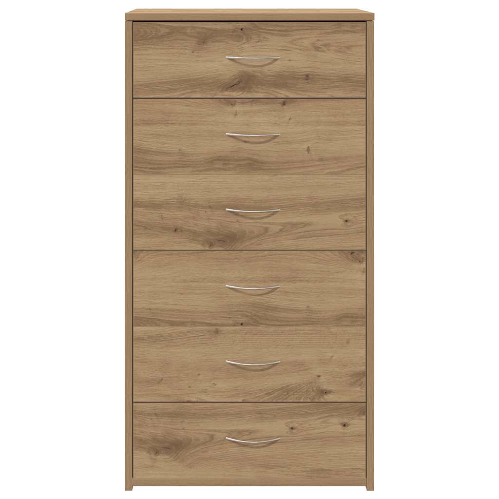 vidaXL Servantă cu 6 sertare, Stejar artizanal, 50 x 34 x 96 cm, PAL