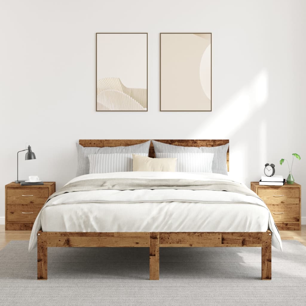 vidaXL Noptiere, 2 buc, lemn învechit, 40x30x40 cm, lemn prelucrat