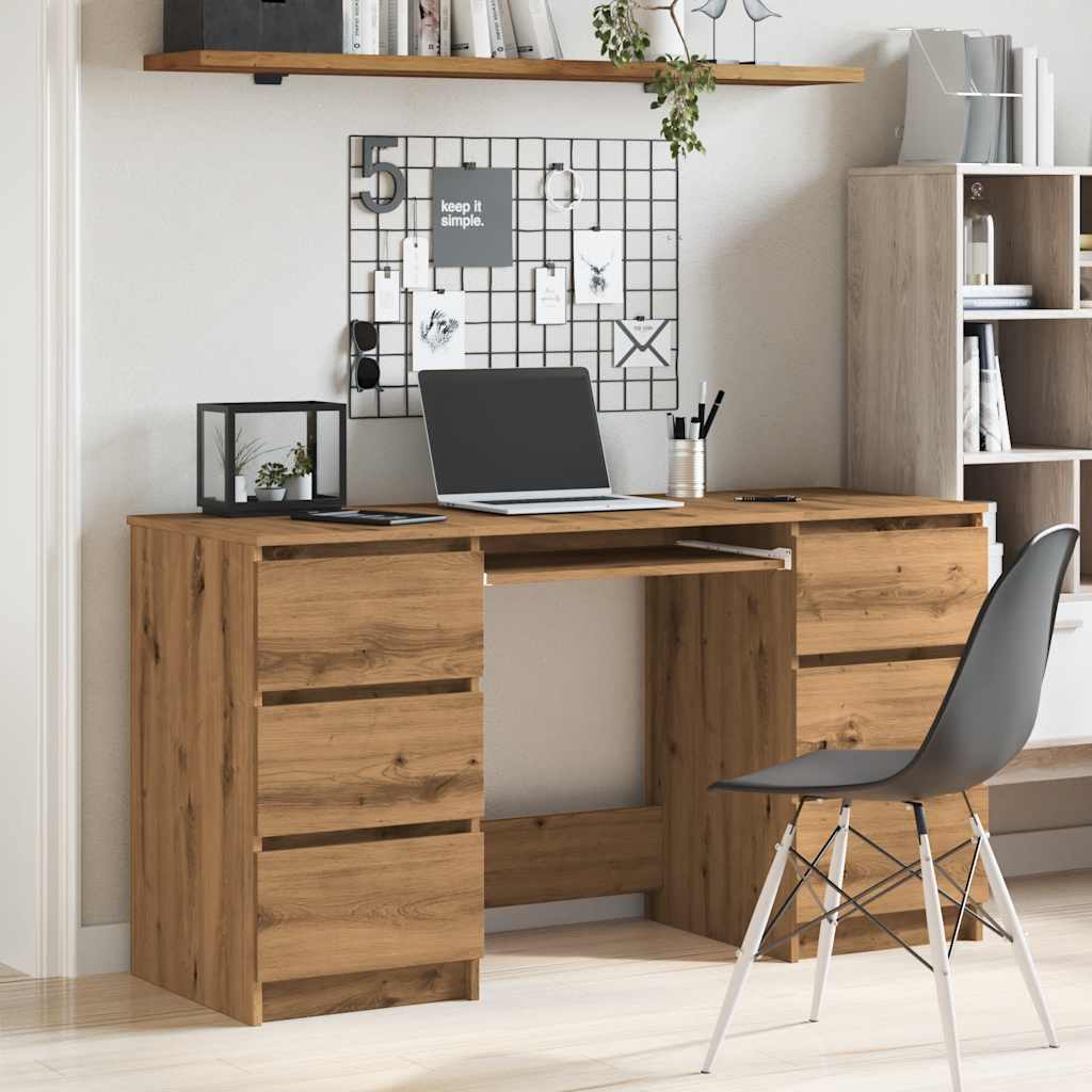 vidaXL Birou de scris, stejar artizanal, 140x50x77 cm, lemn prelucrat