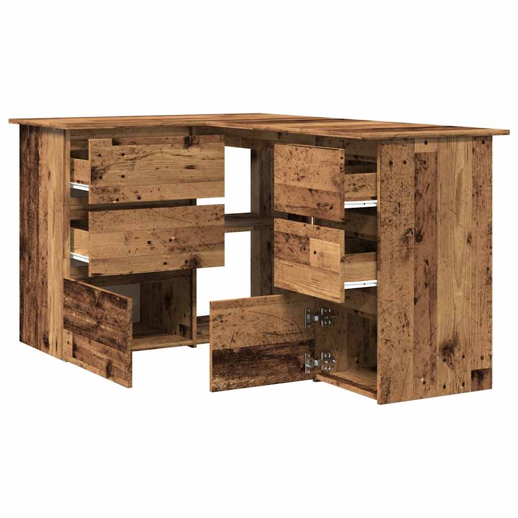 vidaXL Birou de colț, lemn vechi, 145 x 100 x 76 cm, PAL vidaXL Birou de colț, lemn vechi, 145 x 100 x 76 cm, PAL