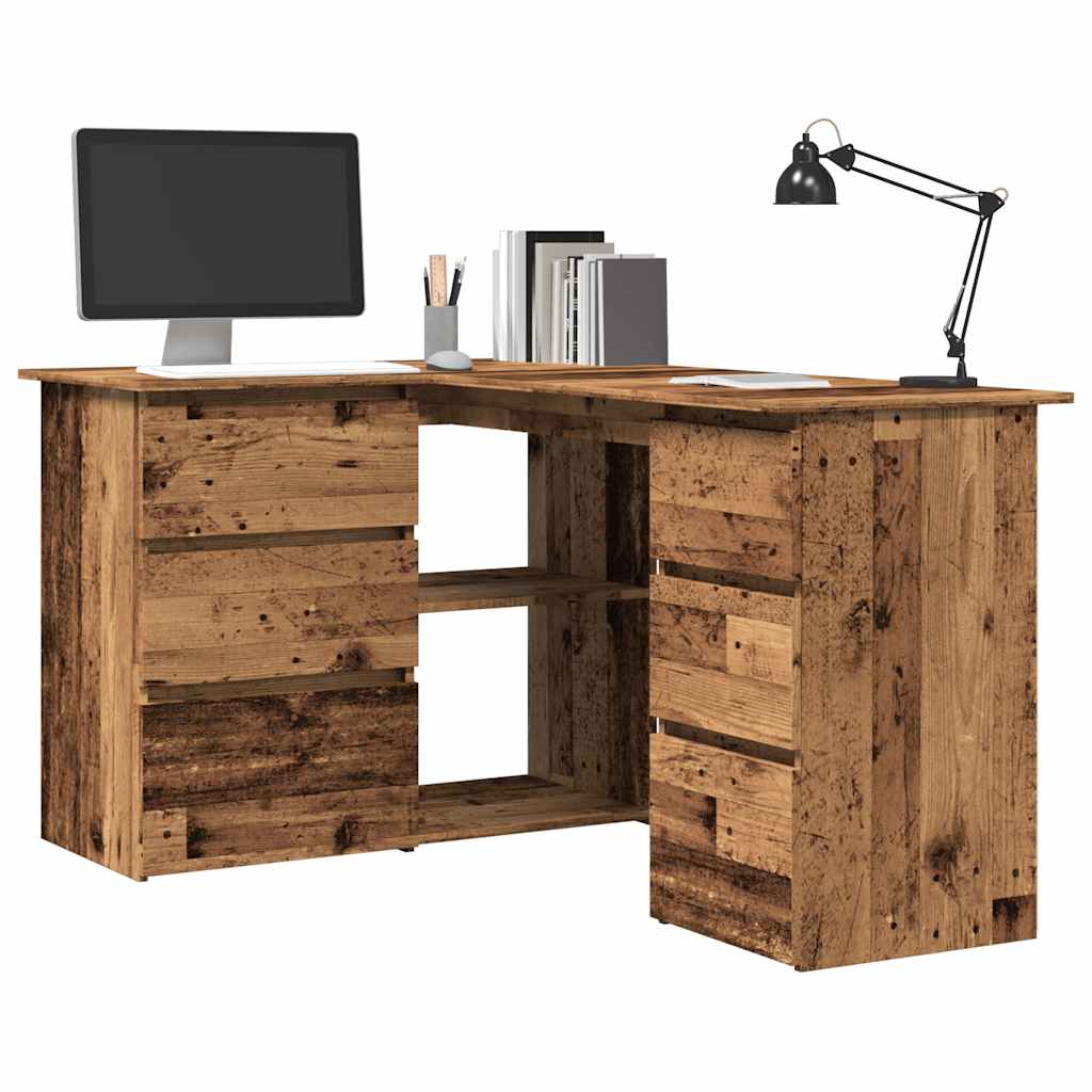 vidaXL Birou de colț, lemn vechi, 145 x 100 x 76 cm, PAL vidaXL Birou de colț, lemn vechi, 145 x 100 x 76 cm, PAL