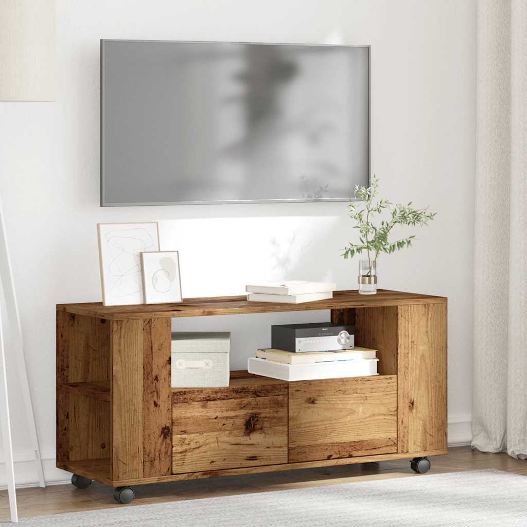 vidaXL Dulap TV cu roți, lemn vechi, 102x34,5x43 cm, lemn prelucrat vidaXL Dulap TV cu roți, lemn vechi, 102x34,5x43 cm, lemn prelucrat