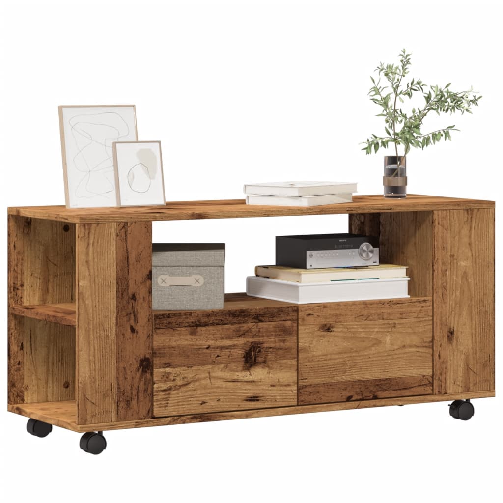 vidaXL Dulap TV cu roți, lemn vechi, 102x34,5x43 cm, lemn prelucrat vidaXL Dulap TV cu roți, lemn vechi, 102x34,5x43 cm, lemn prelucrat
