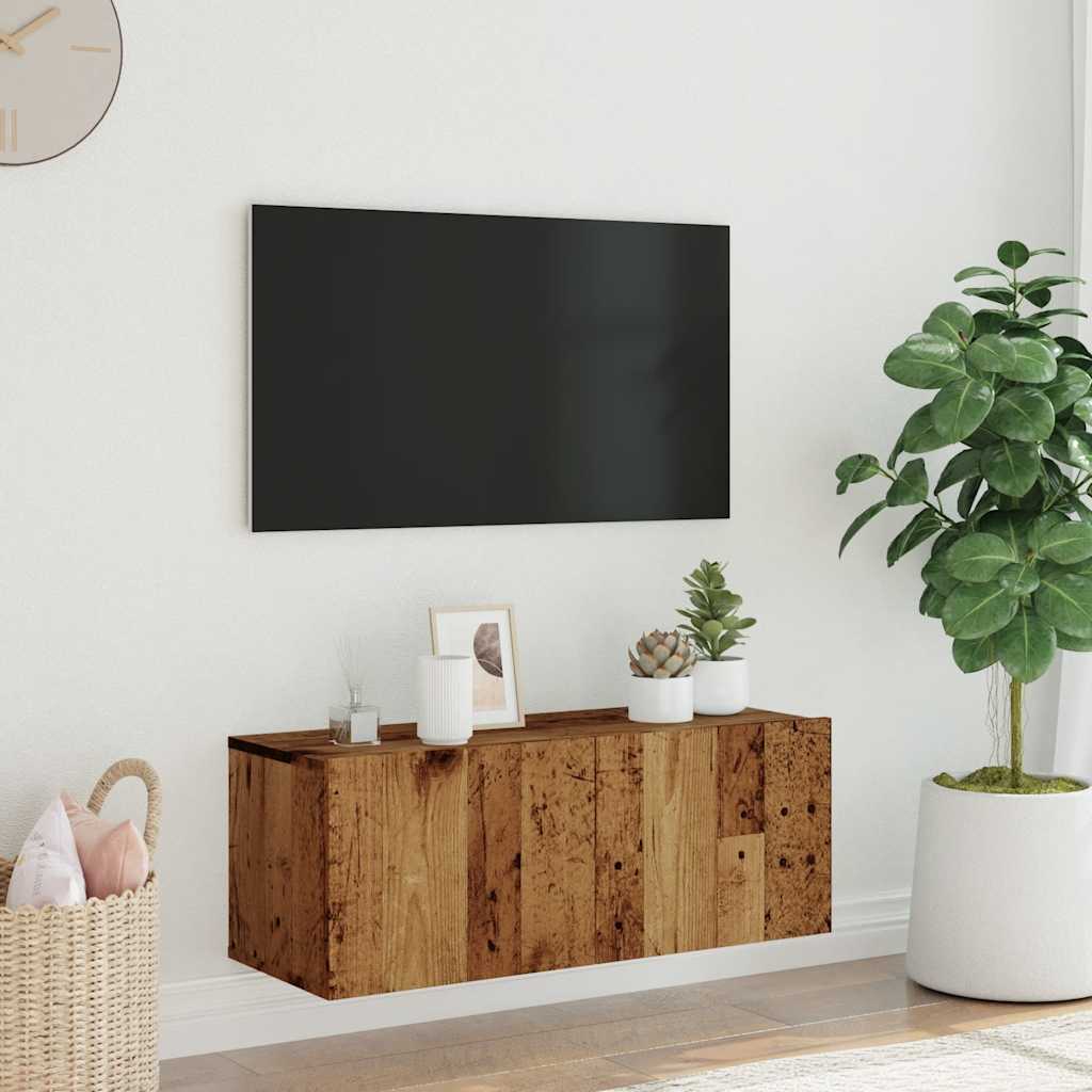 vidaXL Dulap TV de perete, lemn vechi, 80x30x30 cm, lemn prelucrat