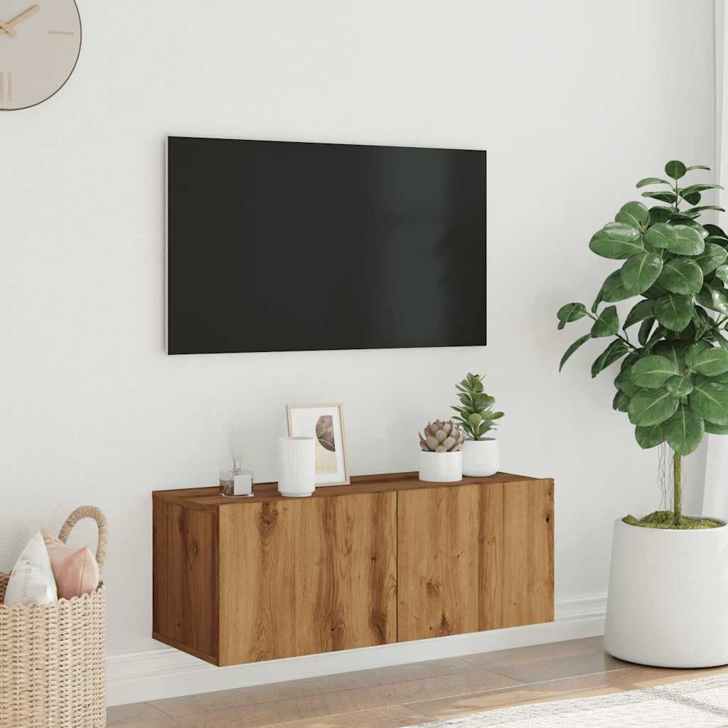 vidaXL Dulap TV perete, stejar artizanal, 80x30x30 cm, lemn prelucrat