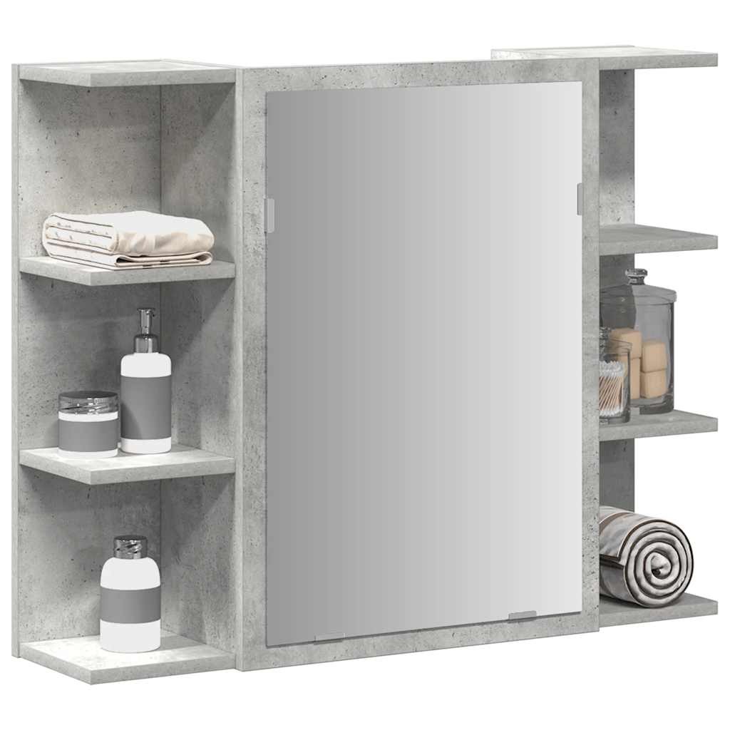 vidaXL Dulap de baie cu oglindă, gri beton, 80 x 20,5 x 64 cm, PAL vidaXL Dulap de baie cu oglindă, gri beton, 80 x 20,5 x 64 cm, PAL