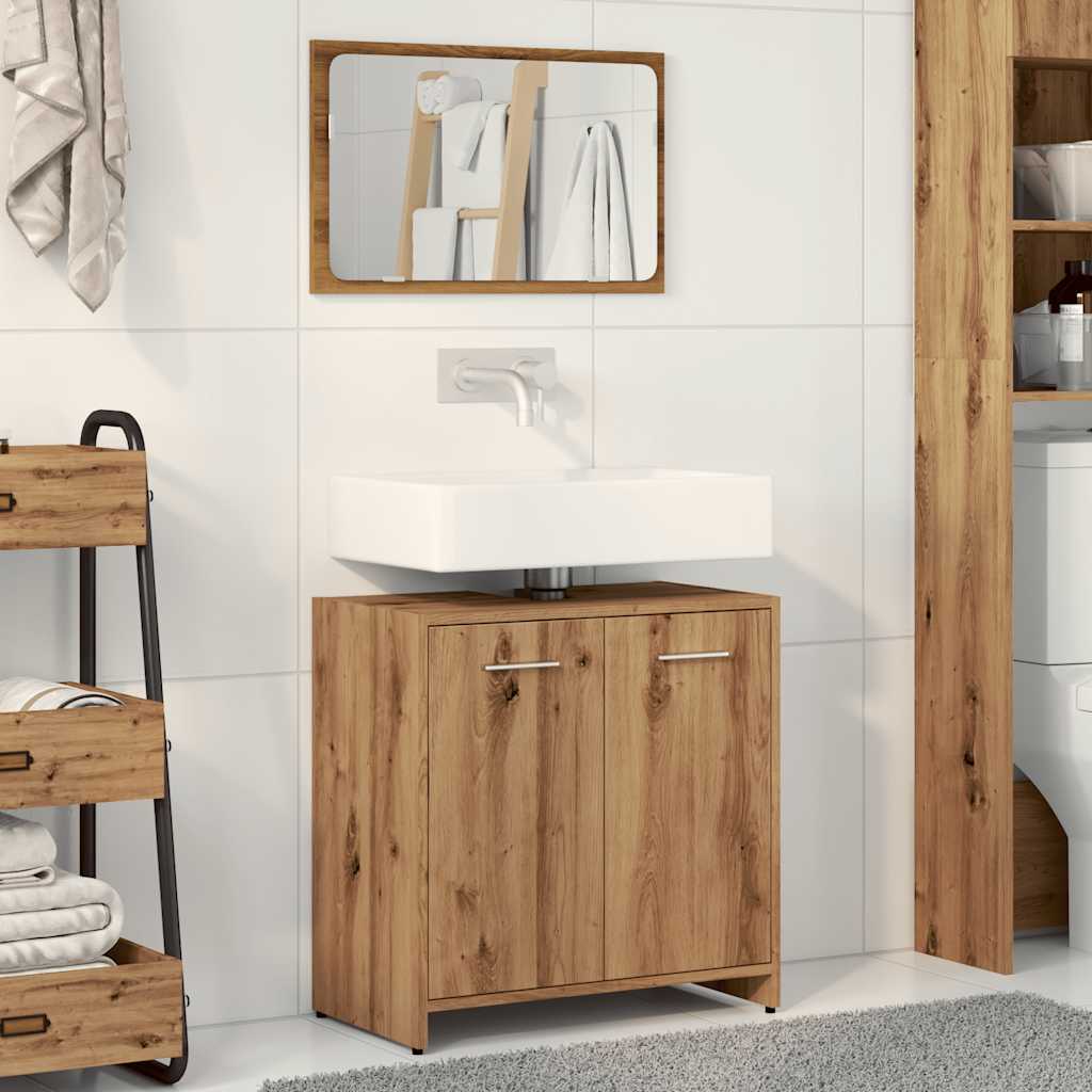 vidaXL Dulap de baie cu oglindă Artisan Stejar lemn prelucrat vidaXL Dulap de baie cu oglindă Artisan Stejar lemn prelucrat