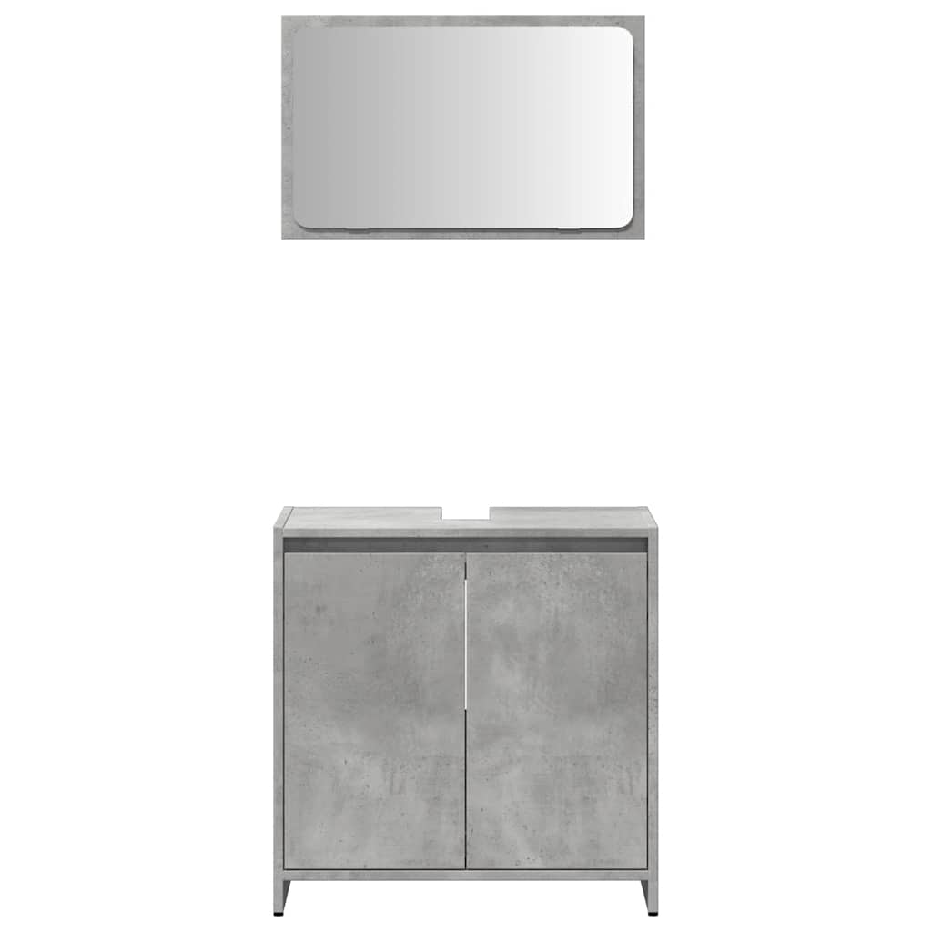 vidaXL Set mobilier de baie, 2 piese, gri beton, lemn compozit vidaXL Set mobilier de baie, 2 piese, gri beton, lemn compozit