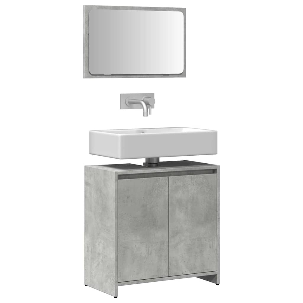 vidaXL Set mobilier de baie, 2 piese, gri beton, lemn compozit vidaXL Set mobilier de baie, 2 piese, gri beton, lemn compozit