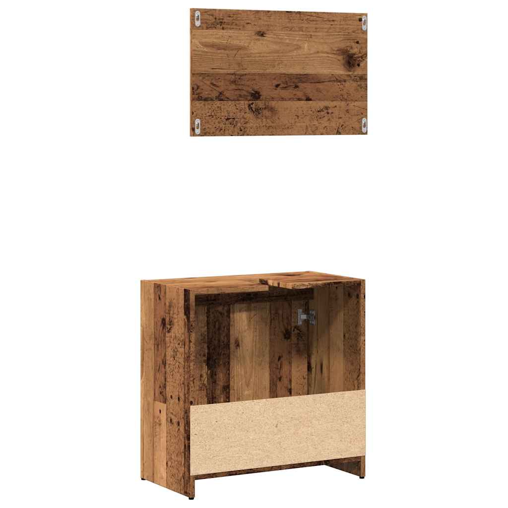 vidaXL Set mobilier de baie, 2 piese, lemn vechi, lemn prelucrat vidaXL Set mobilier de baie, 2 piese, lemn vechi, lemn prelucrat