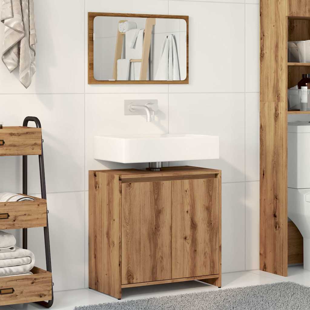 vidaXL Set mobilier de baie, 2 piese, stejar artizanal, lemn prelucrat vidaXL Set mobilier de baie, 2 piese, stejar artizanal, lemn prelucrat