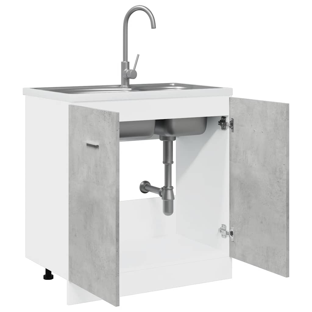 vidaXL Dulap inferior de chiuvetă “Lyon”, gri beton, 80 x 46 x 81,5 cm vidaXL Dulap inferior de chiuvetă “Lyon”, gri beton, 80 x 46 x 81,5 cm