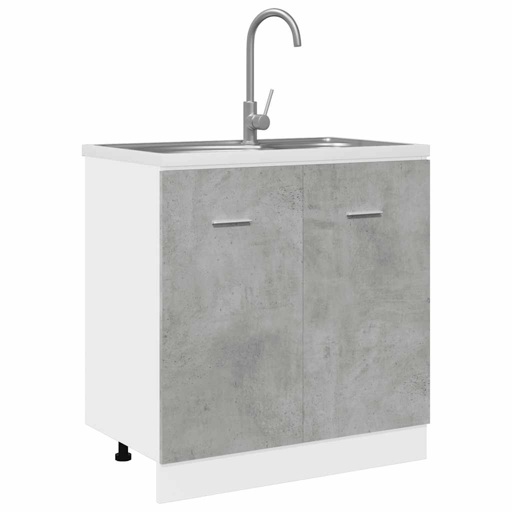 vidaXL Dulap inferior de chiuvetă “Lyon”, gri beton, 80 x 46 x 81,5 cm vidaXL Dulap inferior de chiuvetă “Lyon”, gri beton, 80 x 46 x 81,5 cm