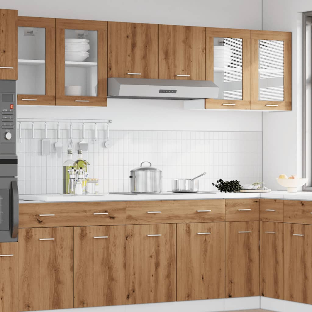 vidaXL Dulap de sticlă suspendat “Lyon”, stejar artizanal, 40x31x60 cm