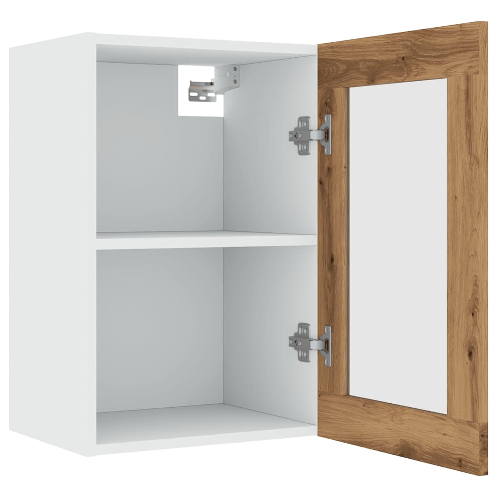 vidaXL Dulap de sticlă suspendat “Lyon”, stejar artizanal, 40x31x60 cm